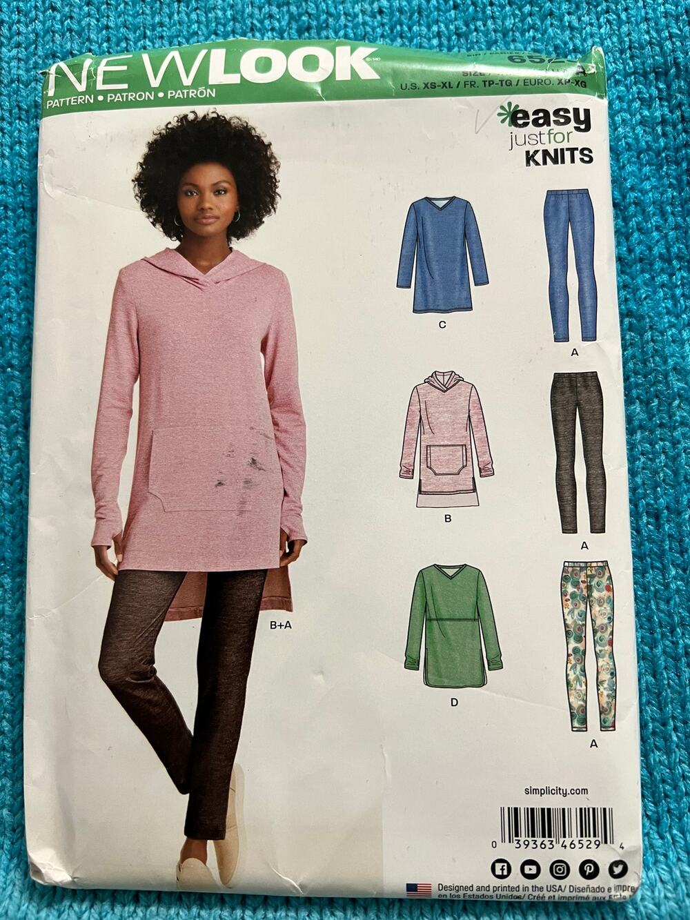 Simplicity 6529 Sewing pattern hoodie dress tunic legging size xs-XL